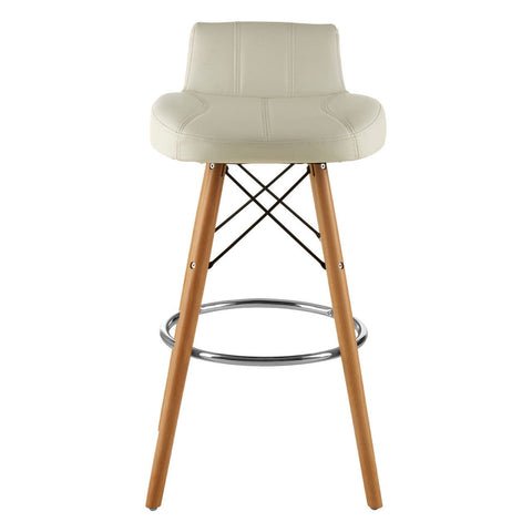 Table & Bar Stools Radisson Bar Stool In White Faux Leather With Beechwood Legs