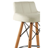 Radisson Bar Stool In White Faux Leather With Beechwood Legs - SE Home