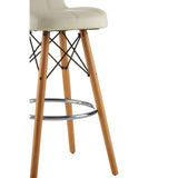Radisson Bar Stool In White Faux Leather With Beechwood Legs - SE Home
