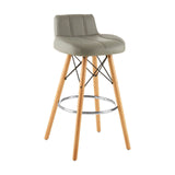 Table & Bar Stools Radisson Bar Stool In Grey Faux Leather With Beechwood Legs