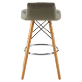 Radisson Bar Stool In Grey Faux Leather With Beechwood Legs - SE Home