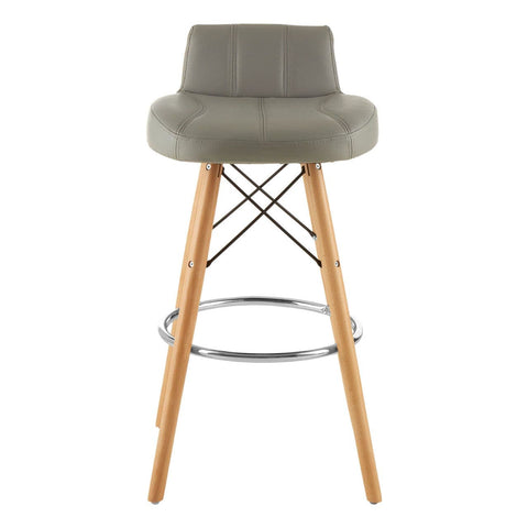 Radisson Bar Stool In Grey Faux Leather With Beechwood Legs - SE Home