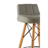 Radisson Bar Stool In Grey Faux Leather With Beechwood Legs - SE Home