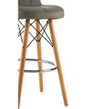 Radisson Bar Stool In Grey Faux Leather With Beechwood Legs - SE Home