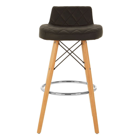 Radisson Bar Stool In Black Faux Leather With Beechwood Legs - SE Home
