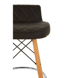 Radisson Bar Stool In Black Faux Leather With Beechwood Legs - SE Home