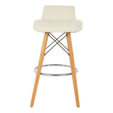 Radisson Bar Stool In White Faux Leather With Beechwood Legs - SE Home