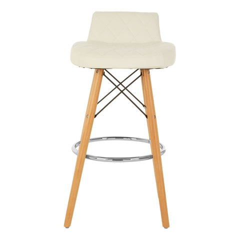 Radisson Bar Stool In White Faux Leather With Beechwood Legs - SE Home