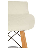 Radisson Bar Stool In White Faux Leather With Beechwood Legs - SE Home