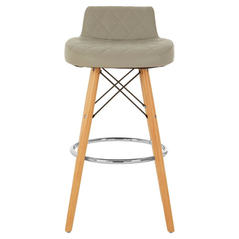 Radisson Bar Stool In Grey Faux Leather With Beechwood Legs - SE Home