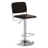 Radisson Bar Stool, Black Faux Leather, Chrome Base - SE Home