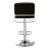 Radisson Bar Stool, Black Faux Leather, Chrome Base - SE Home