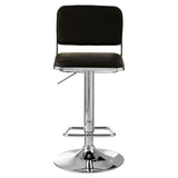 Radisson Bar Stool, Black Faux Leather, Chrome Base - SE Home