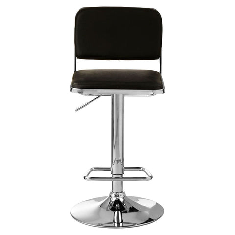 Radisson Bar Stool, Black Faux Leather, Chrome Base - SE Home