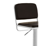 Radisson Bar Stool, Black Faux Leather, Chrome Base - SE Home