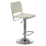 Radisson Bar Stool, White Faux Leather, Chrome Base - SE Home
