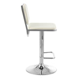 Radisson Bar Stool, White Faux Leather, Chrome Base - SE Home
