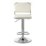Radisson Bar Stool, White Faux Leather, Chrome Base - SE Home