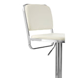 Radisson Bar Stool, White Faux Leather, Chrome Base - SE Home