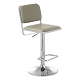 Radisson Bar Stool In Light Grey Faux Leather With A Chrome Base - SE Home