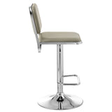 Radisson Bar Stool In Light Grey Faux Leather With A Chrome Base - SE Home