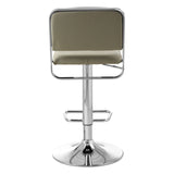 Radisson Bar Stool In Light Grey Faux Leather With A Chrome Base - SE Home