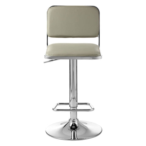 Radisson Bar Stool In Light Grey Faux Leather With A Chrome Base - SE Home