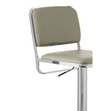 Radisson Bar Stool In Light Grey Faux Leather With A Chrome Base - SE Home