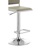 Radisson Bar Stool In Light Grey Faux Leather With A Chrome Base - SE Home