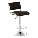 Radisson Bar Stool In Black Faux Leather With A Chrome Base - SE Home
