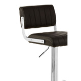 Radisson Bar Stool In Black Faux Leather With A Chrome Base - SE Home