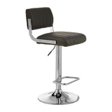 Radisson Bar Stool In Grey Faux Leather With A Chrome Base - SE Home