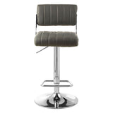 Radisson Bar Stool In Grey Faux Leather With A Chrome Base - SE Home
