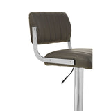 Radisson Bar Stool In Grey Faux Leather With A Chrome Base - SE Home
