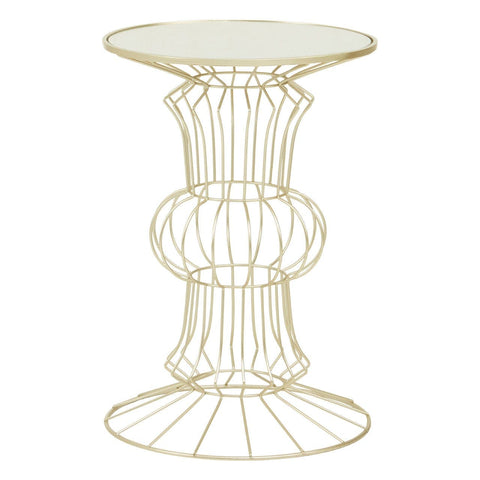 Yaxi Light Gold Finish Frame Table - SE Home
