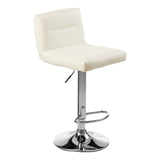 Dynasty Bar Stool In White Faux Leather With A Chrome Base - SE Home