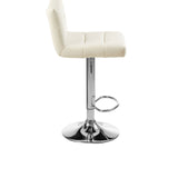 Dynasty Bar Stool In White Faux Leather With A Chrome Base - SE Home