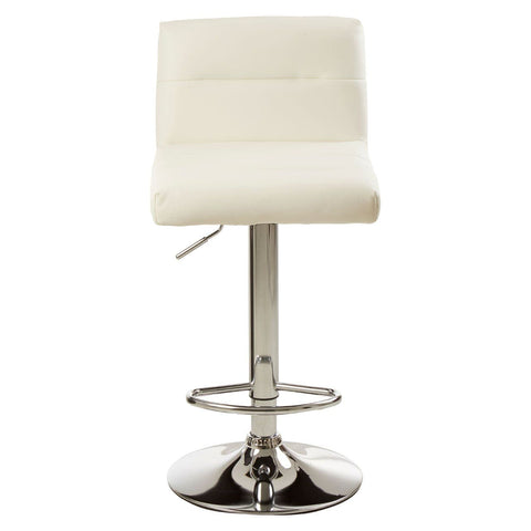 Dynasty Bar Stool In White Faux Leather With A Chrome Base - SE Home