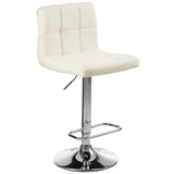 Dynasty Bar Stool With Quilted Faux Leather And White & Chrome Finish - SE Home