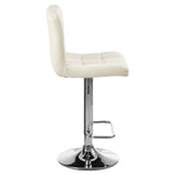 Dynasty Bar Stool With Quilted Faux Leather And White & Chrome Finish - SE Home