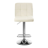 Table & Bar Stools Dynasty Bar Stool With Quilted Faux Leather And White & Chrome Finish