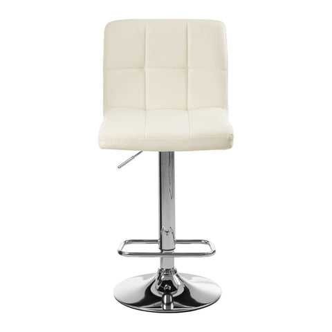 Dynasty Bar Stool With Quilted Faux Leather And White & Chrome Finish - SE Home