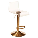 Dynasty Bar Stool In Clear Acrylic With A Gold Finish Base - SE Home