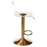 Dynasty Bar Stool In Clear Acrylic With A Gold Finish Base - SE Home