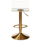 Dynasty Bar Stool In Clear Acrylic With A Gold Finish Base - SE Home