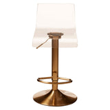 Dynasty Bar Stool In Clear Acrylic With A Gold Finish Base - SE Home