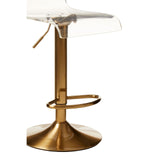 Dynasty Bar Stool In Clear Acrylic With A Gold Finish Base - SE Home