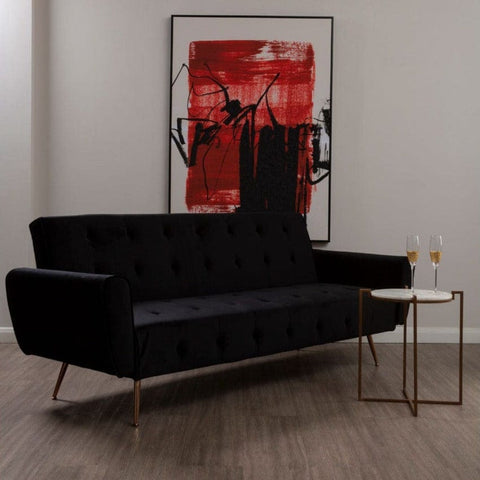 Hayton Black Velvet Sofa Bed - SE Home