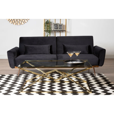 Hatton Black Velvet Sofa Bed - SE Home