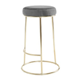 New York Bar Stool In Grey Velvet & Gold - SE Home